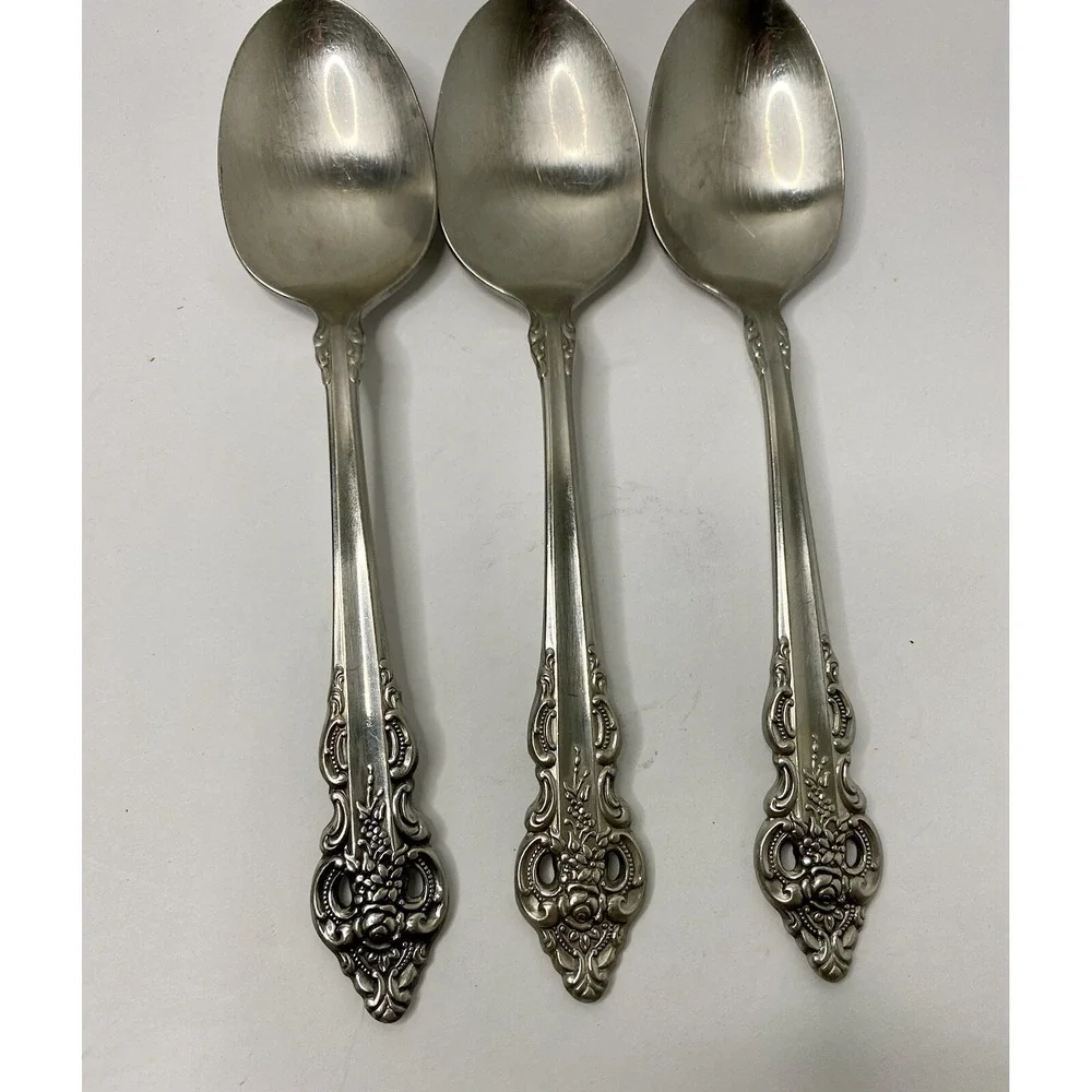 Oneida CHERBOURG Community Stainless Flatware SET of 3 Oval Soup Spoons
